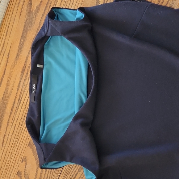 Tahari Navy Blue Top with Peplum  M - Picture 2 of 7